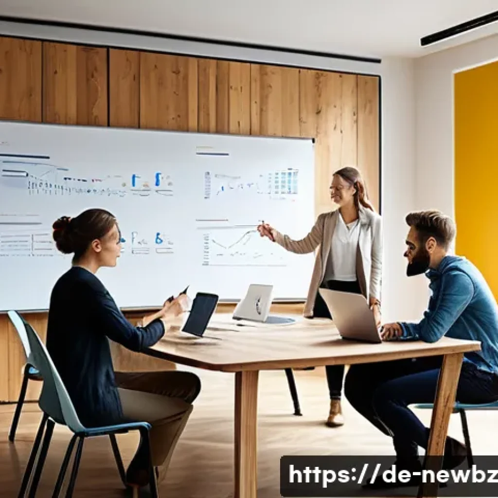 스타트업 심사에서의 피드백 활용의 중요성 - A modern startup office scene in Berlin, featuring a diverse team of young professionals engaged in ...