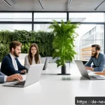 Home 21 스타트업의 재무 건전성을 평가하는 법 - A modern startup office environment in Berlin, featuring a diverse team of young professionals colla...