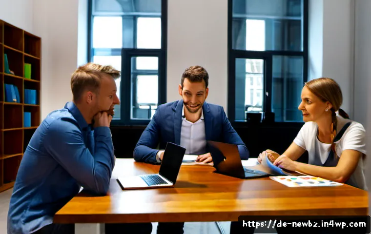 스타트업의 성과 평가를 위한 KPI 설정 - Photorealistic German startup team reviewing KPI performance in a bright Berlin coworking office, di...